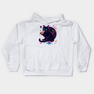 Space Cat with Pizza Kids Hoodie